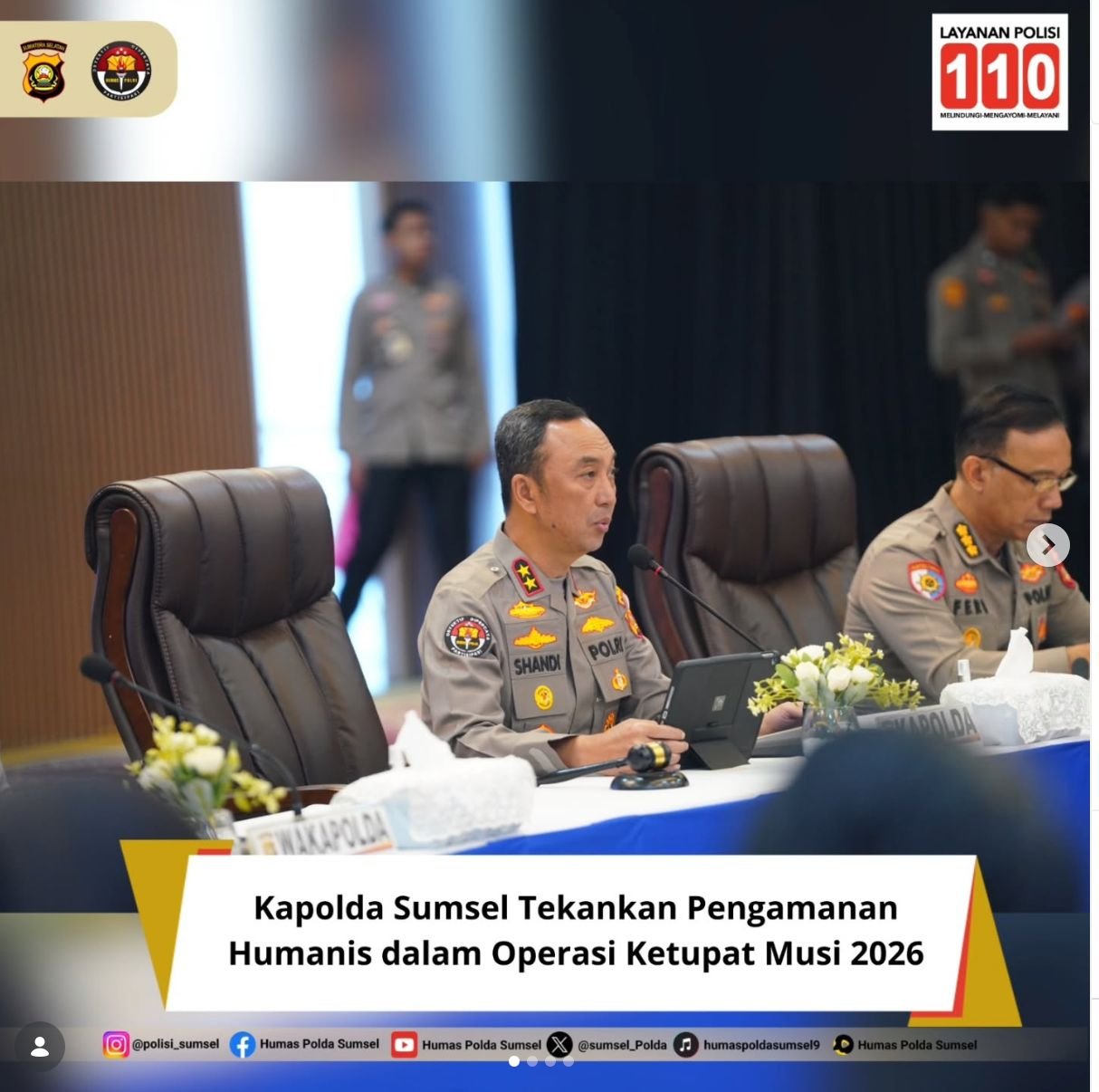 Kapolda Sumsel Irjen Pol Sandi Nugroho Tekankan Pelayanan Terbaik untuk Masyarakat